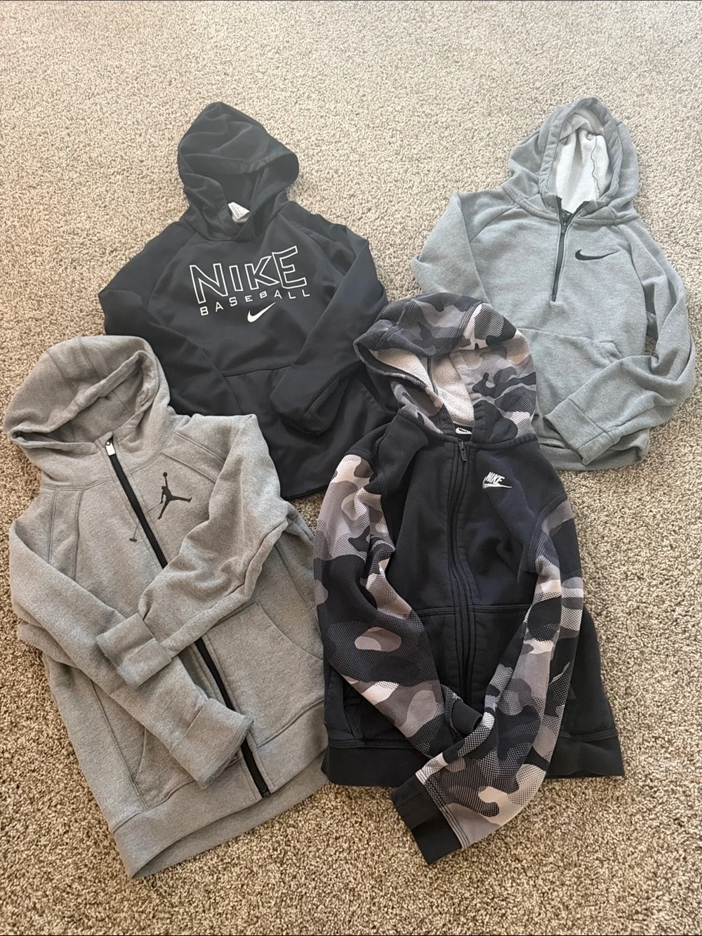 Nike Kids Black & Gray Camo Zip Hoodie